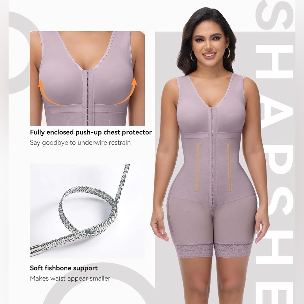 NWOT Lilac Purple Shapewear Fajas Bodysuit - Picture 3 of 15